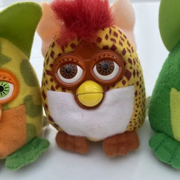 Furby Plush Keychain Lot of 3 - Vintage 2000 McDonalds Happy Meal Clip Toys VTG‎ - Picture 3 of 9
